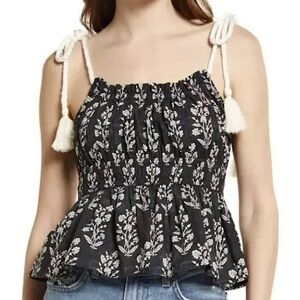 Moon River Smocked Top with Rope Tie Straps (Anthropology)